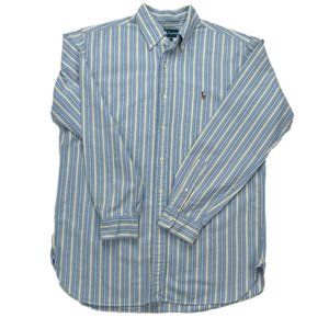 (Like New) Polo Ralph Lauren Blue/White Striped Classic Fit Long Sleeve - Sz M
